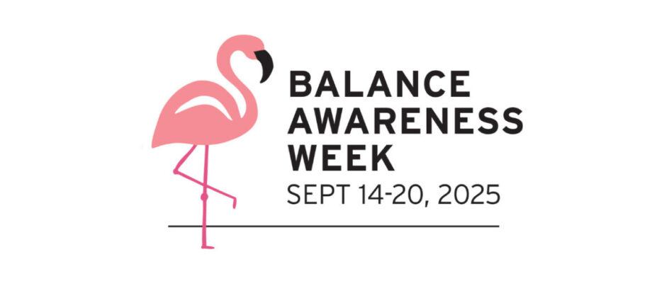 Balance Awareness Week September 14-20, 2025 logo with flamingo