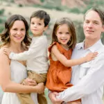 Christina Mullins, her husband and two young children