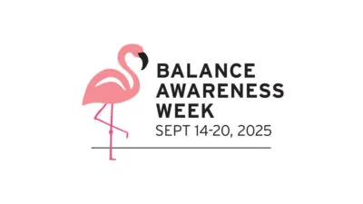 Balance Awareness Week September 14-20, 2025 logo with flamingo